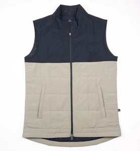 Swannies Golfweste Herren Medium schwarz beige gesteppt Golf ärmellos durchgehender Reißverschluss - Bild 1 von 12