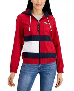 Tommy Hilfiger Mujer Sudadera con Capucha Chaqueta Cortavientos Talla L ColorBlock Logo Forrado Cremallera - Imagen 1 de 15