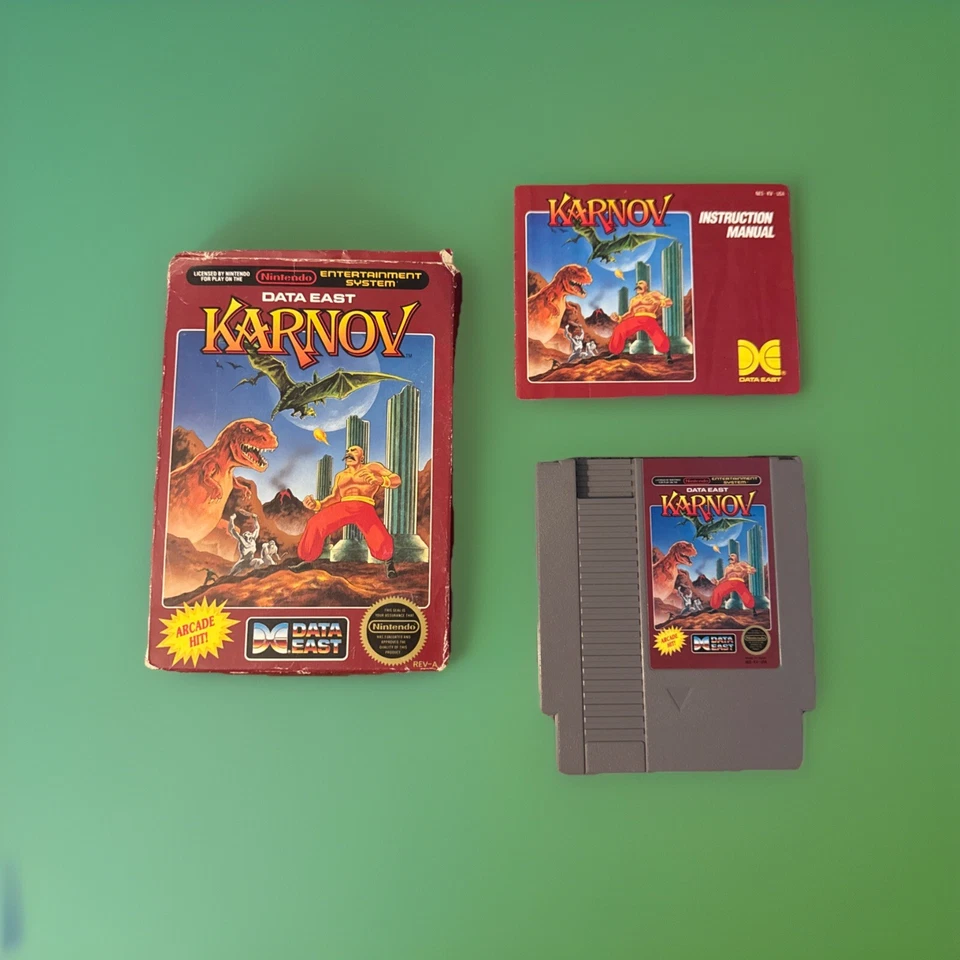 Karnov (NES, 1988) CIB Authentic Box, Cartridge & Manual - Good Shape! - Image 1 of 1