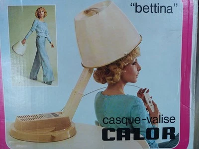 Ancien Sèche Cheveux Année 70 Casque Valise "Bettina" Séchoir Portable De Table  - Photo 1/4