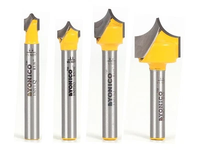 Point Cutting Round Over Router Bit 4 Bit Set - 1/4" Shank - Yonico 13470q - Image 1 of 4