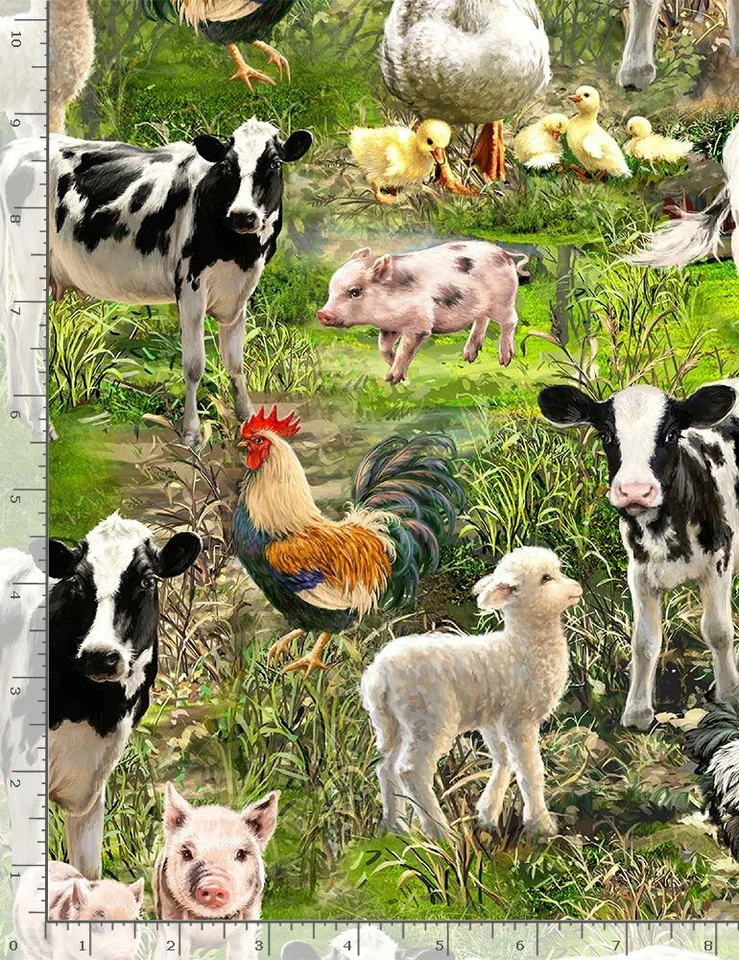 Timeless Treasures ~ Realistic Farm Animals Cows  ~ 100% Cotton Quilt Fabric BTY - Image 1 of 1