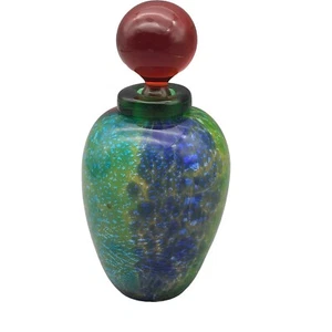 Botella y tapón de perfume de cristal de Murano Franco Moretti arte italiano escamas metálicas - Imagen 1 de 12