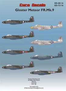Calcomanías Euro GLOSTER METEOR FR.MK.9 Calcomanías Royal Air-force WW11 RAF ED48116 - Imagen 1 de 10