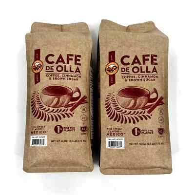 LA MONARCA BAKERY 2 Bags - CAFE DE OLLA Mexican Coffee w/ Cinnamon Brown Sugar - 2.5lb per bag