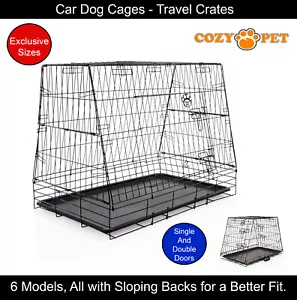 Car Dog Cage Cozy Pet Travel Crate 6 Sizes Puppy Pet Carrier Transport Car Boot - Picture 1 of 140