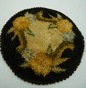 Alfombra vintage punta aguja 5" 1:12 casa de muñecas miniatura redonda floral - Imagen 1 de 4
