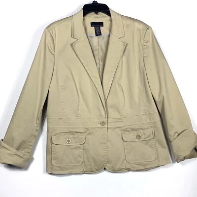 Blazer Attention Mujer 18 Bolsillos Beige Botón Único Mangas Largas Puños Forrado Foto 1 de 4