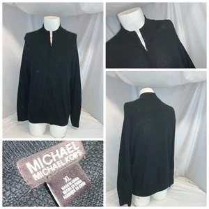 Michael Kors Jacket XL Men Black 100% Cotton Knit Zip YGI E0-238 - Picture 1 of 11