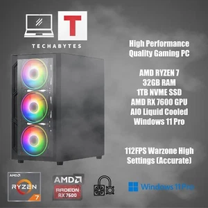 NEU AMD Ryzen 7 Gaming PC 32GB RAM 1TB SSD AMD RX7600 Windows 11 Pro - Bild 1 von 4