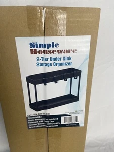 SimpleHouseware Schwarz 2 Ebenen Unter Waschbecken Organizer Aufbewahrung Tablett mit Haken, NEU - Bild 1 von 8