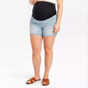 Isabel Maternity Crossover Panel Schwangerschaft Denim Shorts Größe 4/27 Neu mit Etikett - Bild 1 von 7
