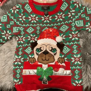 Ugly Christmas sweater with dog. Size Large kids - Picture 1 of 6
