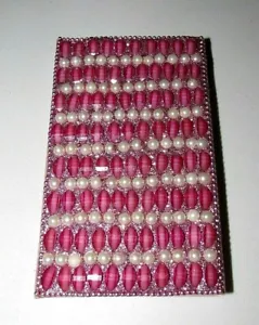 DIARIO TASCABILE IN RASO CON PERLINE GIOIELLO STRASS ROSA - Foto 1 di 9