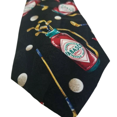 Corbata de golf de seda Tabasco para hombre botellas de salsa de golf con palos EE. UU. Foto 1 de 4