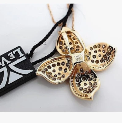 LeVian Flower Chocolate & Vanilla Diamonds Pendant 2.9 ct 1.3" 14K White Gold - Image 1 of 4