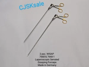 2 pcs. WISAP 7668 & 7668-1 Laparoscopic Serrated Grasping Forceps (USED). - Picture 1 of 22