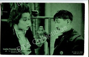 LOUISE FAZENDA/CLYDE COOK W/ BIRD-1920s ARCADE CARD G