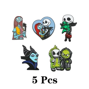 4+1 Nightmare Before Christmas Jack Skellington Emaille Pin Anstecker Set Tasche Kleidung - Bild 1 von 3