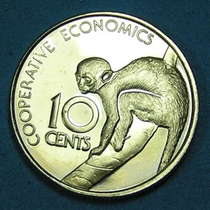 Guyana 10 Cents Coin 1976 Proof, Squirrel Monkey KM-39, Free S/H after 1st Item - Picture 1 of 2