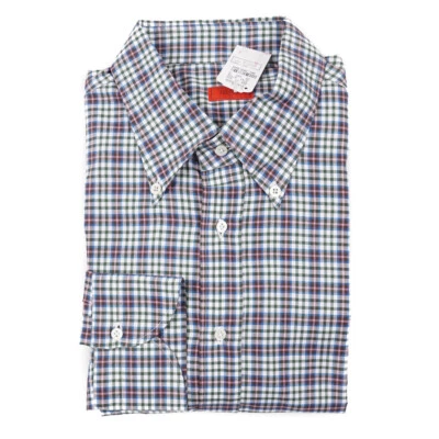Camisa de Vestir Isaia Napoli Ajuste Moderno Multi Cuadros Algodón Suave 17.5 x 37 Nueva con Etiquetas Foto 1 de 4
