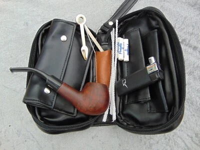Pfeifentasche Angelo für 2 Pfeifen mit Zubehör und Walnusspfeife für 9mm Filter - Bild 1 von 2