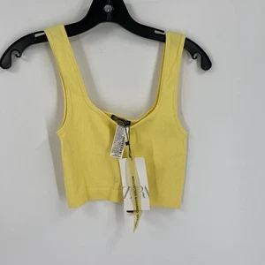 Zara Sunny Yellow Ribbed Knit Crop Tank Top XS / S - Picture 1 of 5