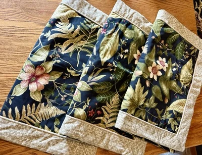 3 Thomasville  "Tahitian Sunset" Queen Size Pillow Shams Twine Cording Rattan - Image 1 of 4