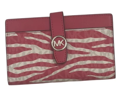 Cartera Michael Kors Greenwich Mediana Rosa Cebra Firma Logo Dragonfruit Nueva con Etiquetas Foto 1 de 4