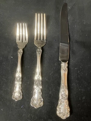 3 PIEZAS JUEGO DE CENA GORHAM BUTTERCUP PLATA ESTERLINA Principios de 1900 - 179 gramos Foto 1 de 4