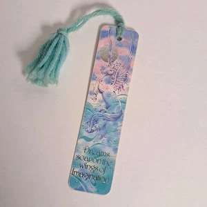 Vintage 80er Einhorn Pegasus Lesezeichen Garn Quaste Träume 1986 Sunshine Thoughts - Bild 1 von 8