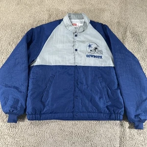 Vtg Dallas Cowboys Jacket Men Large Blue Swingster Buttoned Bomber USA 80s - Picture 1 of 16