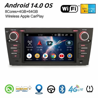4+64GB Android 14 Autoradio Navi CarPlay DSP 8-Kern DAB+ BMW 3er E90 E91 E92 E93 - Bild 1 von 4