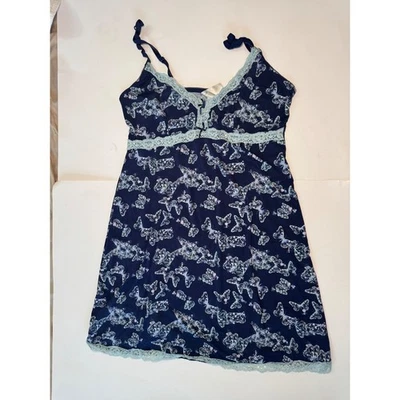 Jessica Simpson Azul Marino Mariposa Encaje Ribete Cami Chemise L Foto 1 de 4