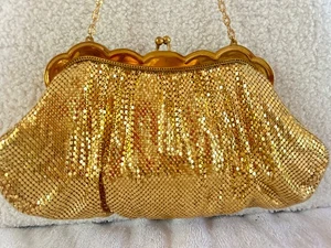 Vintage Whiting & Davis Gold Mesh Purse Top Handle Gold Mesh Purse 60s Purse - Bild 1 von 10