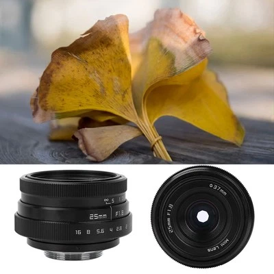 (Black)CCTV C Mount Wide Angle Lens Aluminum Alloy Black 25mm F1.8 Mini CCTV C - Image 1 of 4