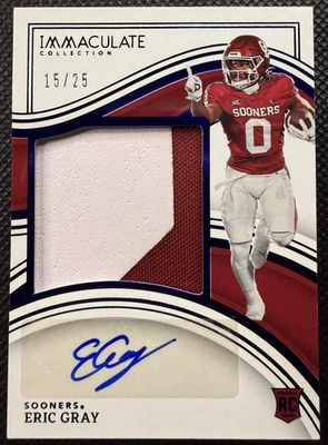 2023 Immaculate Collegiate #32 Eric Gray Rookie Patch Auto RPA Blue #/25 - Image 1 of 2