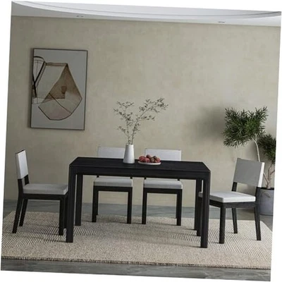 Flow Diseño Moderno, Mesa de Cena Rectangular 55 Pulgadas Negro Quemado Mesa de Comedor Foto 1 de 4