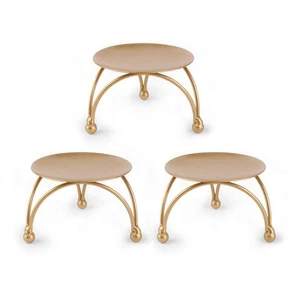 Iron Pillar Candle Holder Set of 3, Small 2.5 Inches Decorative Gold Iron Pla... - Picture 1 of 7