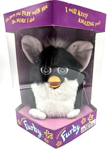 1998 Tiger Electronics Black and White Furby with Blue Eyes Model 70-800 Sealed - Picture 1 of 8