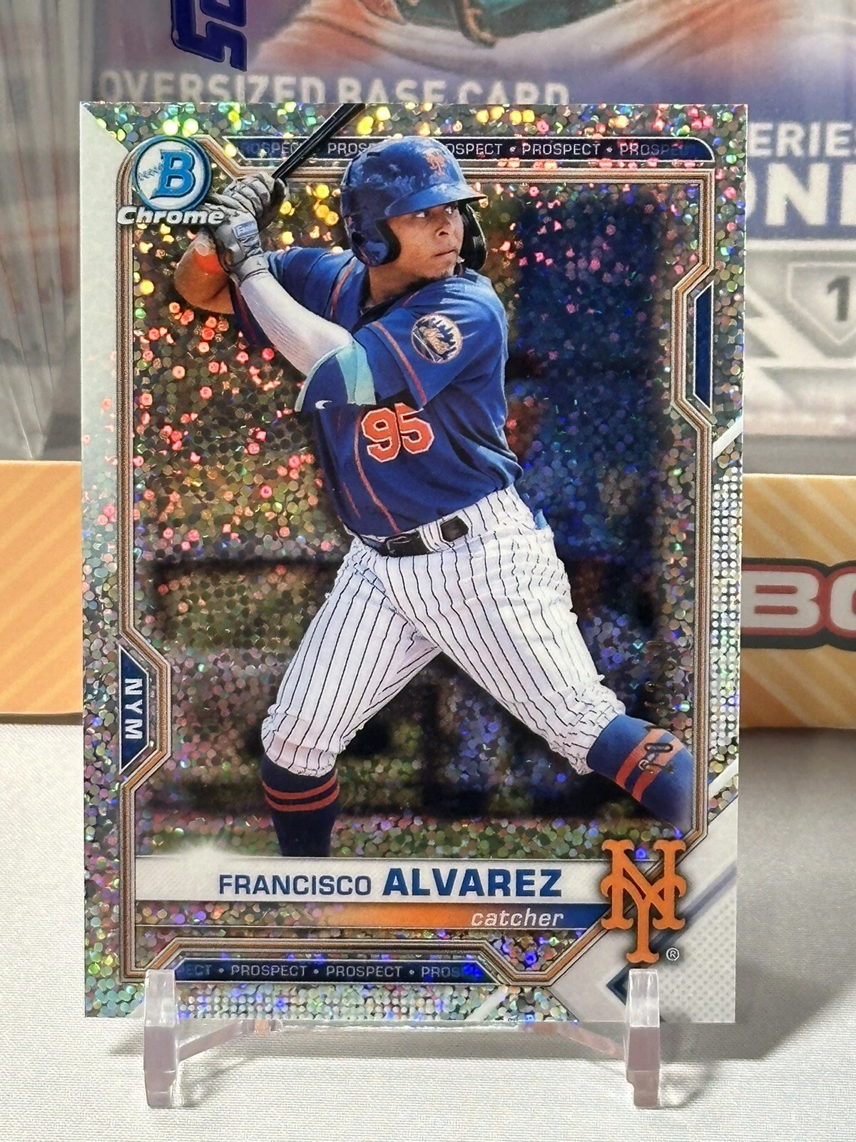 2021 Bowman Chrome 1st Speckle Refractor #BCP-209 Francisco Alvarez 201/299 Mets