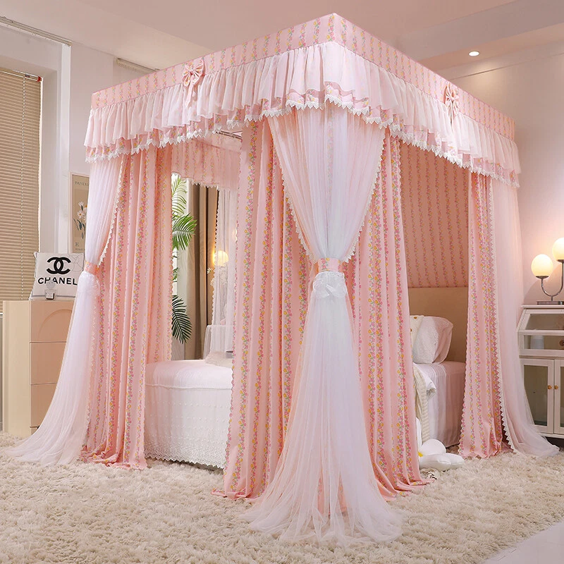 Double Layers Blackout Mosquito Net Curtains Bed Dust Proof Bed Curtain Drapes - Image 1 of 4