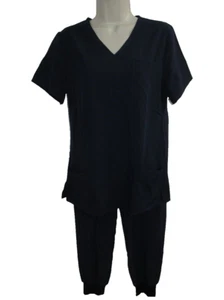 Women's Navy Blue 8-Pocket Jogger Stretch Scrub Set Small S New - Picture 1 of 8