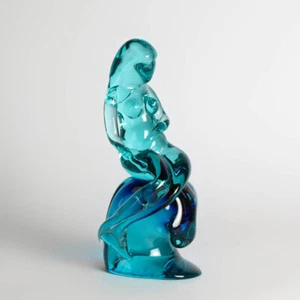 Murano Glas Skulptur Cenedese Ermanno Nason 1963-72 Unikat Meerjungfrau Blau - Picture 1 of 7
