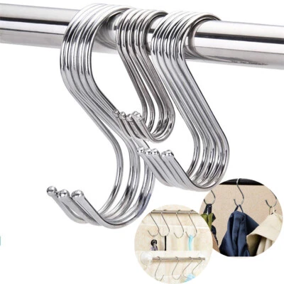 VDL 1~100 Stainless Steel S Hook Kitchen Metal Utensil Clothes Hanger Hanging - Image 1 of 4