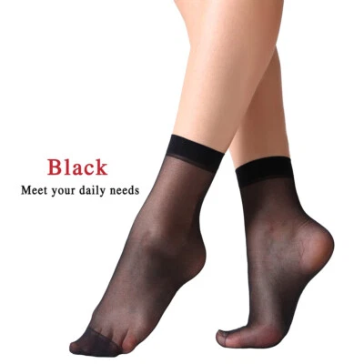 10/20Pairs Women Ankle Socks Nylon Ultra Thin Silk Sheer Outdoor Short Stockings - Image 1 of 4