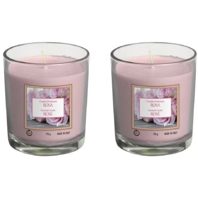 2 PACK Price's Aladino Pink Rose Open Glass Jar Candle - Image 1 of 2