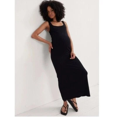 Hatch Long Body Maternity Tank Dress 1 Black Sleeveless Maxi Full Length Stretch - Image 1 of 4