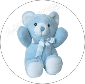 30 BLUE Teddy Bear ENVELOPE SEALS LABELS Stickers 1.5" ROUND Baby Shower - Picture 1 of 2