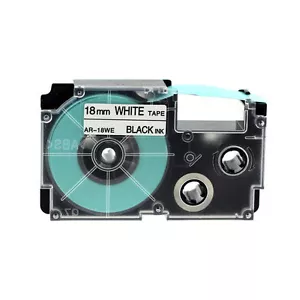 Compatibile per Casio EZ-Label Nastro 18mm Nero su Bianco XR-18WE1 8m Etichetta - Foto 1 di 1